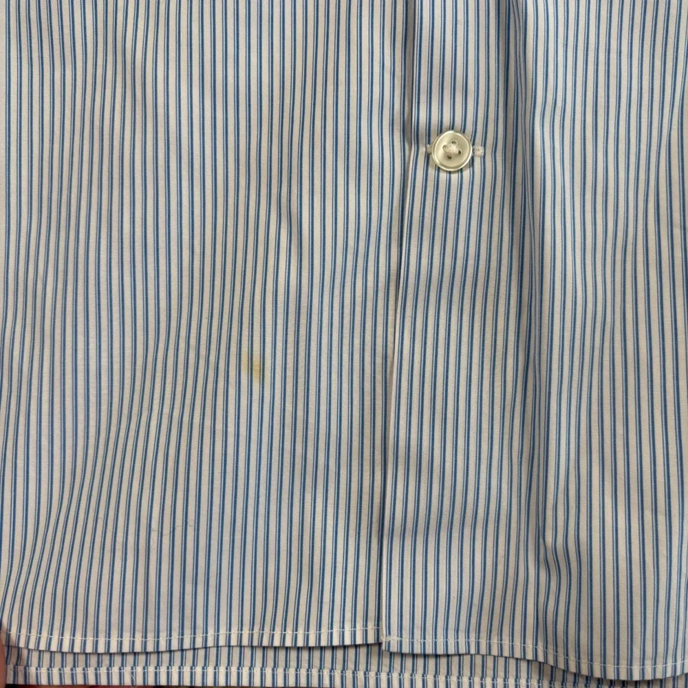 John‎ Varvatos USA Button Down Mens 17.5 34/35 Blue Striped Good Slim Fit Cotton